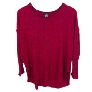 Bobeau | Women's Red Marled Scoop Neck & Long Sleeves Knit Top Size Small